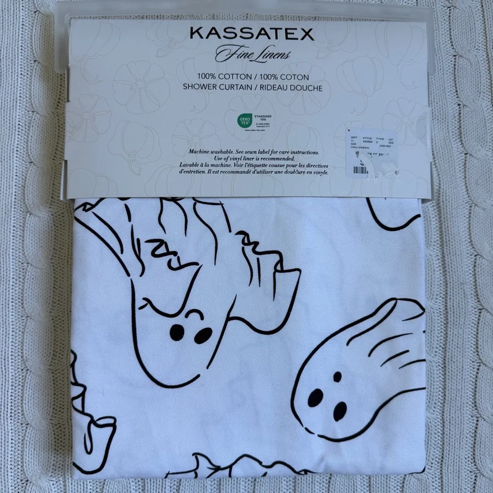 Kassatex Halloween Ghost Shower Curtain NEW Spooky Haunted Ghosties Bath Decor